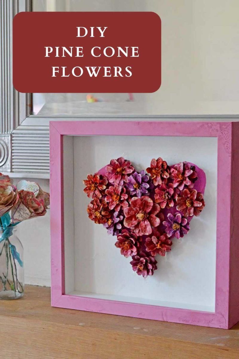 How To Make A Stunning Pine Cone Flower Heart Decoration Pillar Box Blue