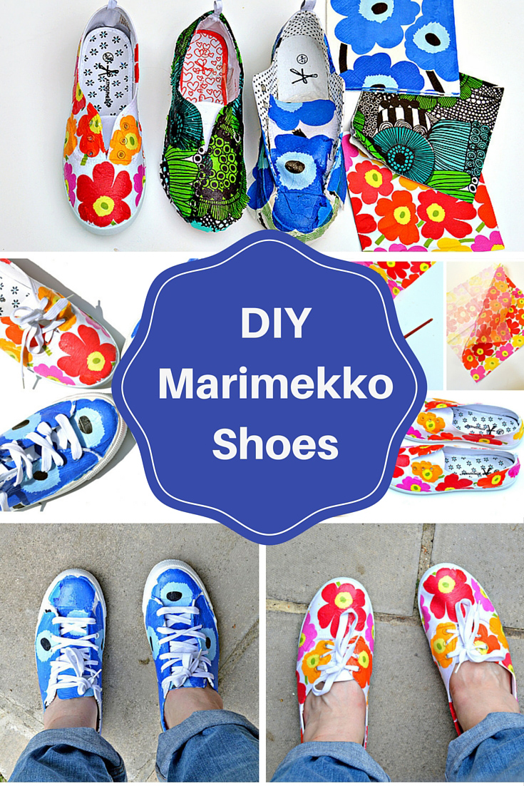 on decoupage paper canvas napkins Blue Pillar DIY Shoes   Marimekko Box