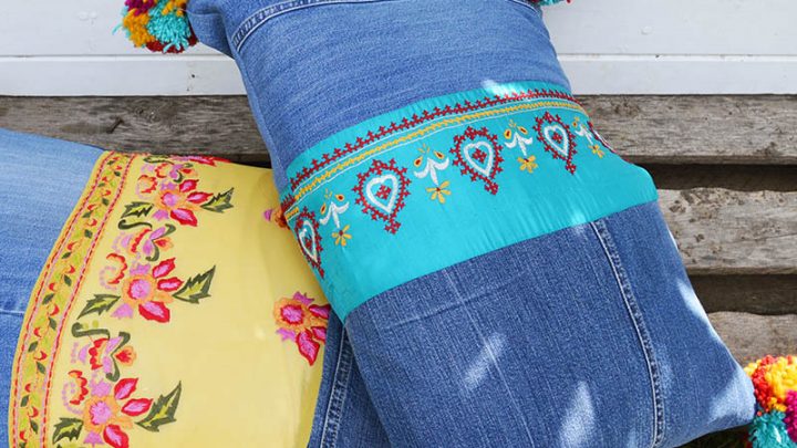 Custom Hippie Boho Denim Patchwork Jeans Made to Order Recycled