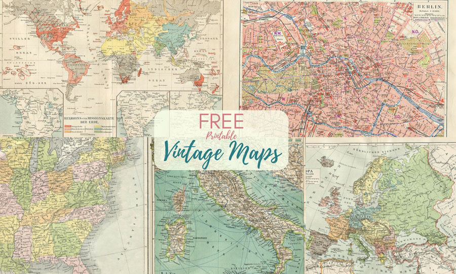 wonderful free printable vintage maps to download pillar box blue