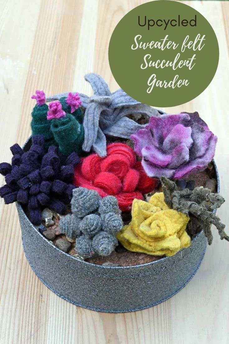 How To Make A Repurposed Felt Succulent Garden Pillar Box Blue