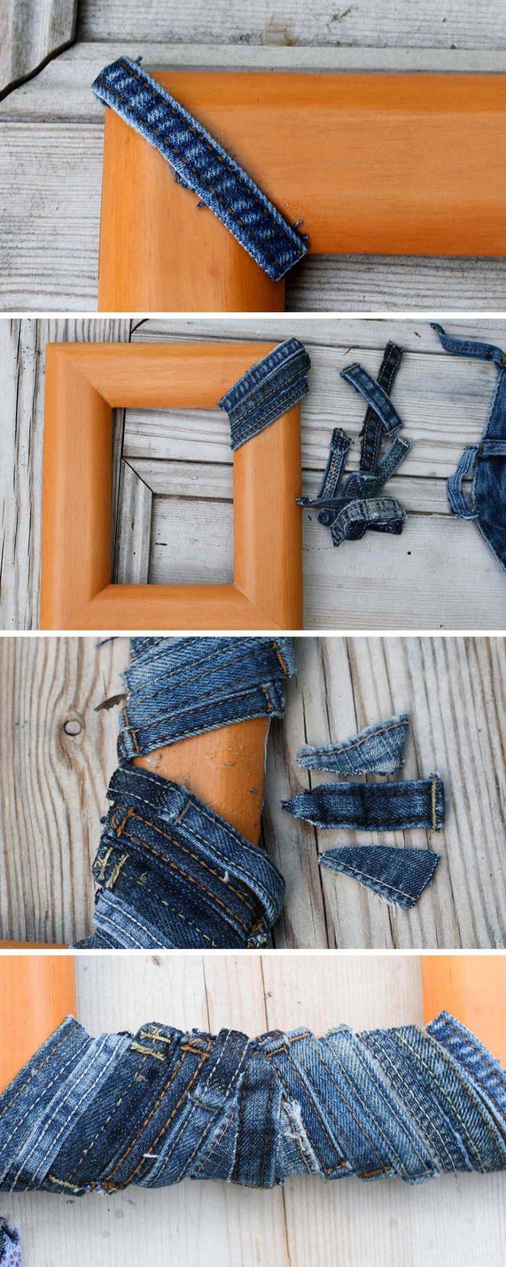 How To Make A Denim Photo Frame Out Of Old Jeans - Pillar Box Blue
