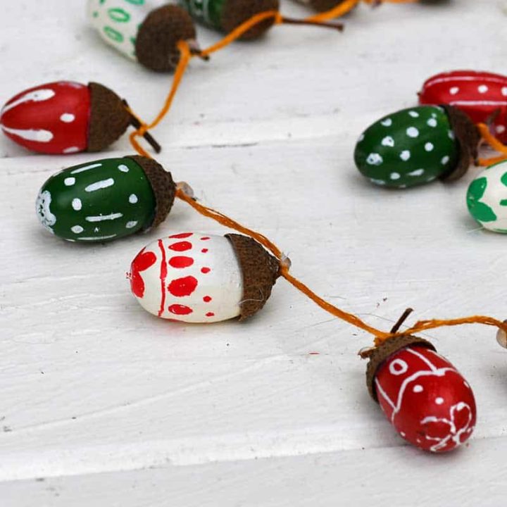 How To Make Pretty Painted Acorn Christmas Decorations - Pillar Box Blue