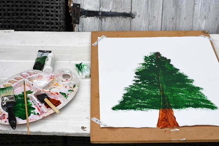 Painting Trees With A Fan Brush - Step By Step Acrylic Painting  Beginner  painting, Tree painting, Acrylic painting for beginners