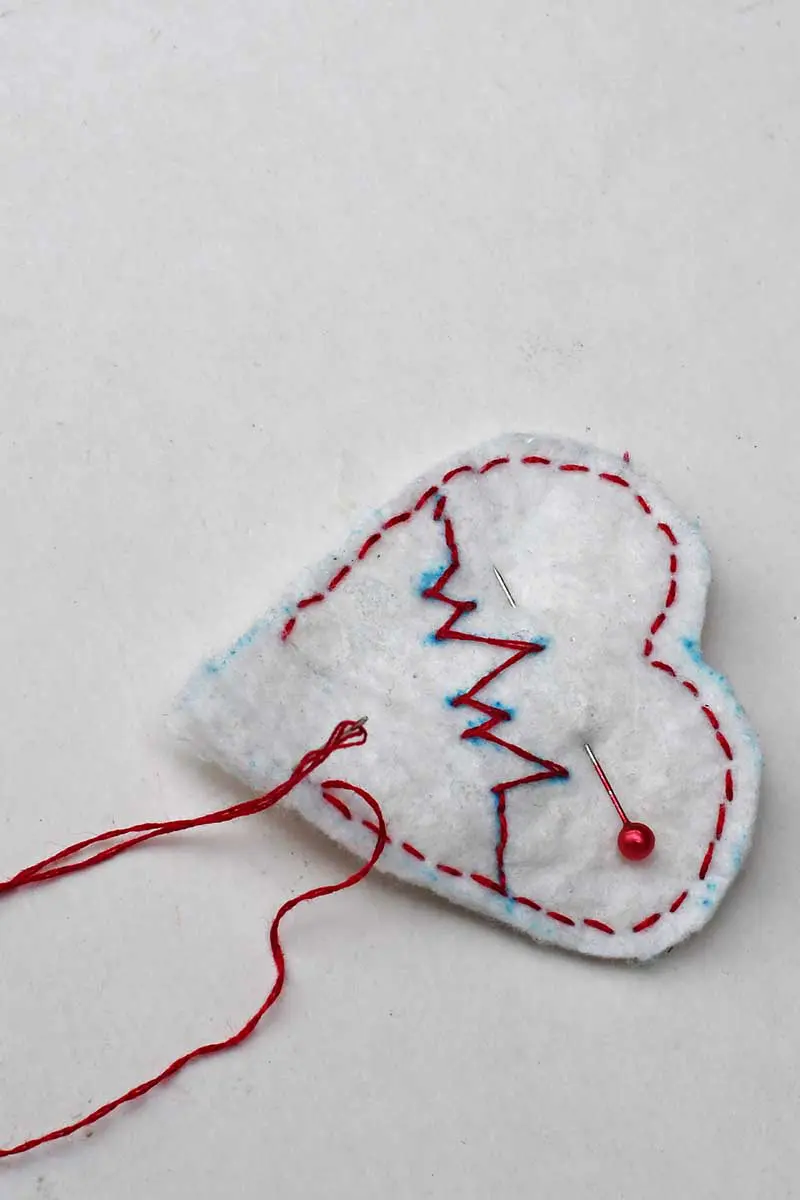 How To Make Scandinavian Embroidered Hearts Decorations - Pillar Box Blue