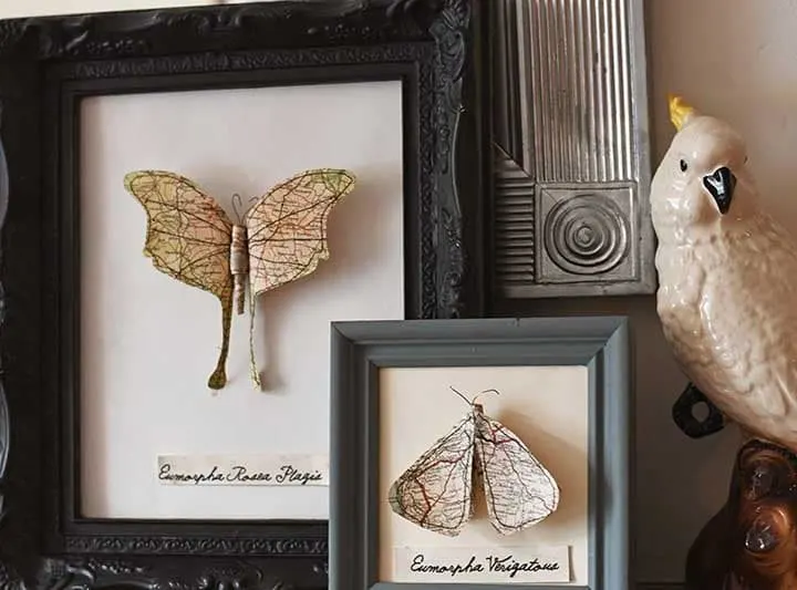 Cutout Butterfly Map Art, Set Of 3, Wall Prints