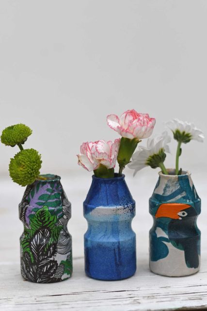 Unique Decoupage DIY Bud Vases Made From Repurposed Materials - Pillar ...