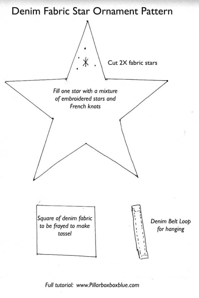 Beautiful Fabric Star Ornament - Tutorial And Free Pattern - Pillar Box ...