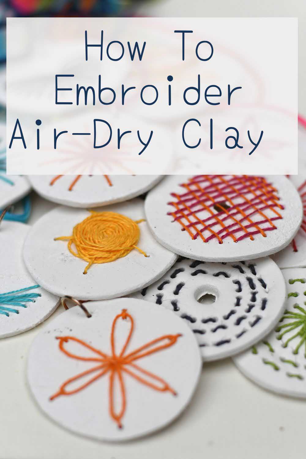 How to embroider clay pin with text