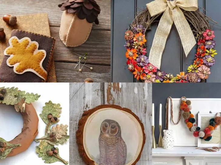 collage of fall crafts for feature image