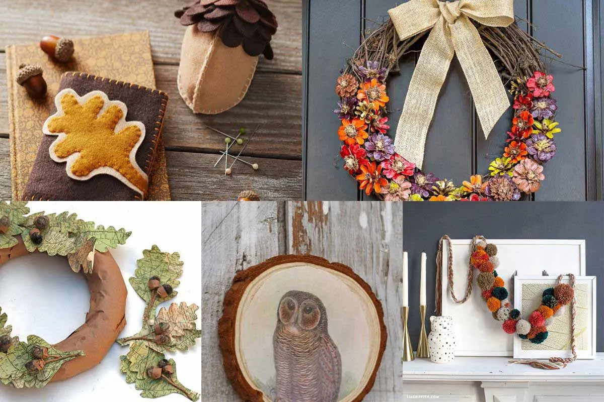 collage of fall crafts for feature image