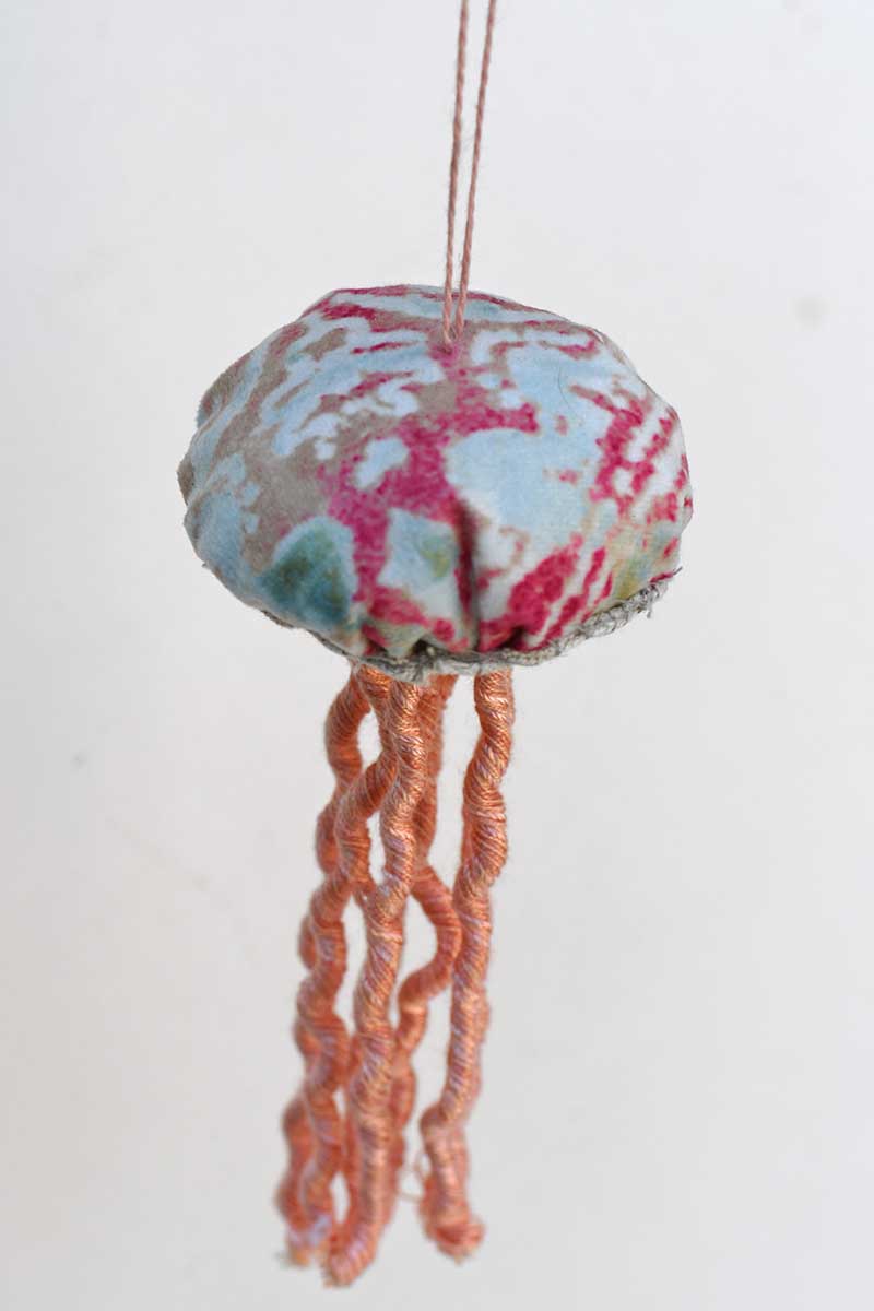 Scrap fabric jellyfish hanging