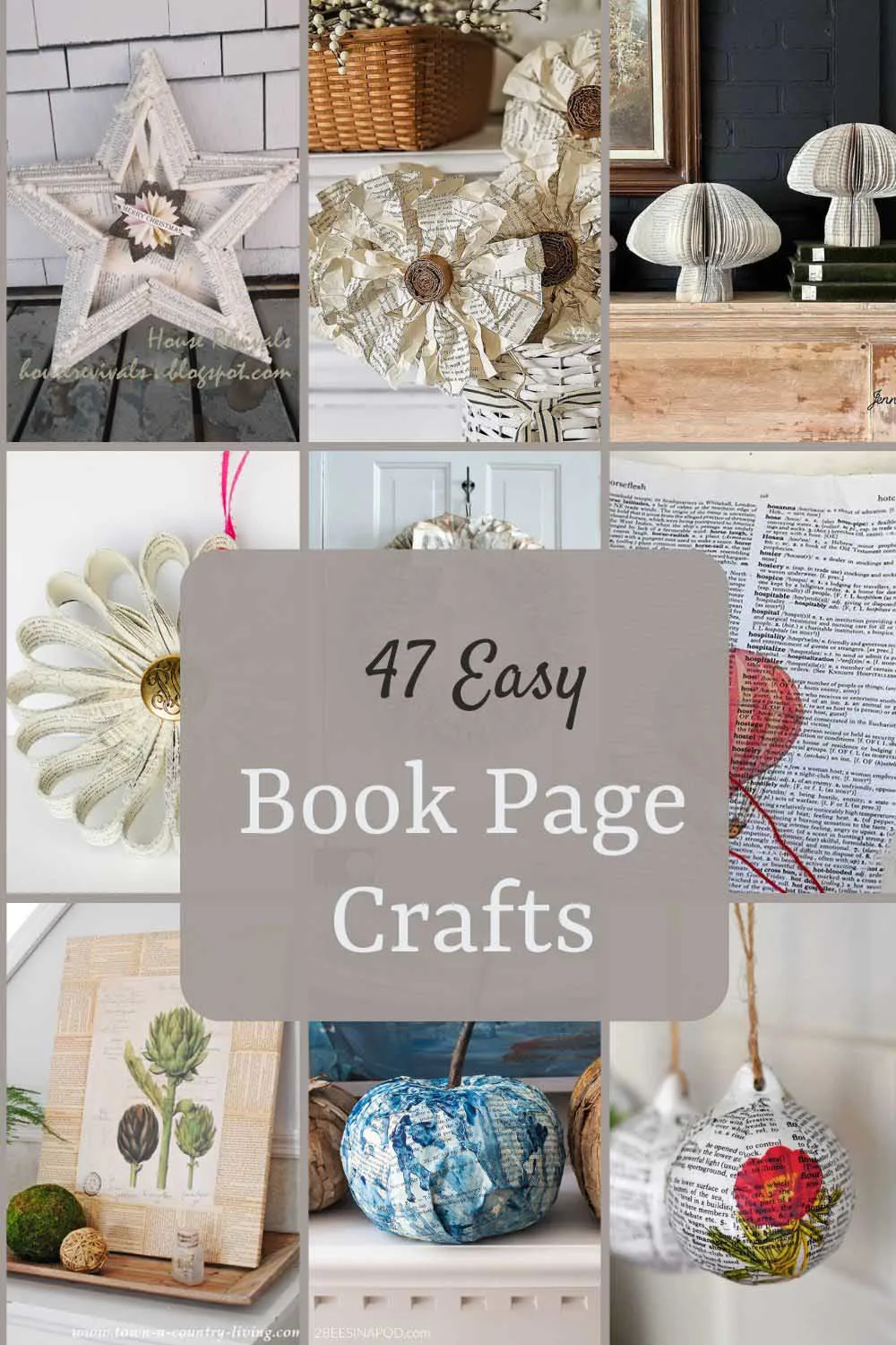 a collage of book page crafts with text overlay