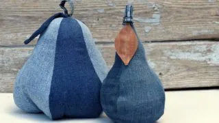 two denim pear door stops