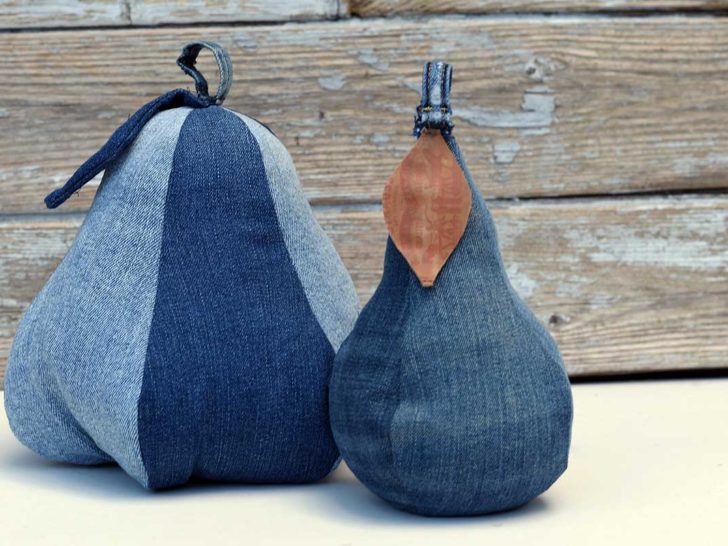 two denim pear door stops