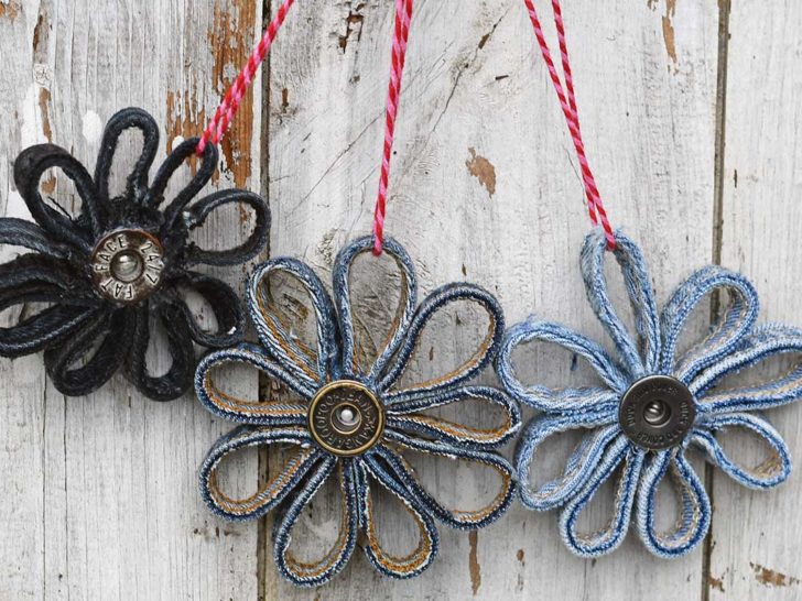 denim belt loop flowers medallions