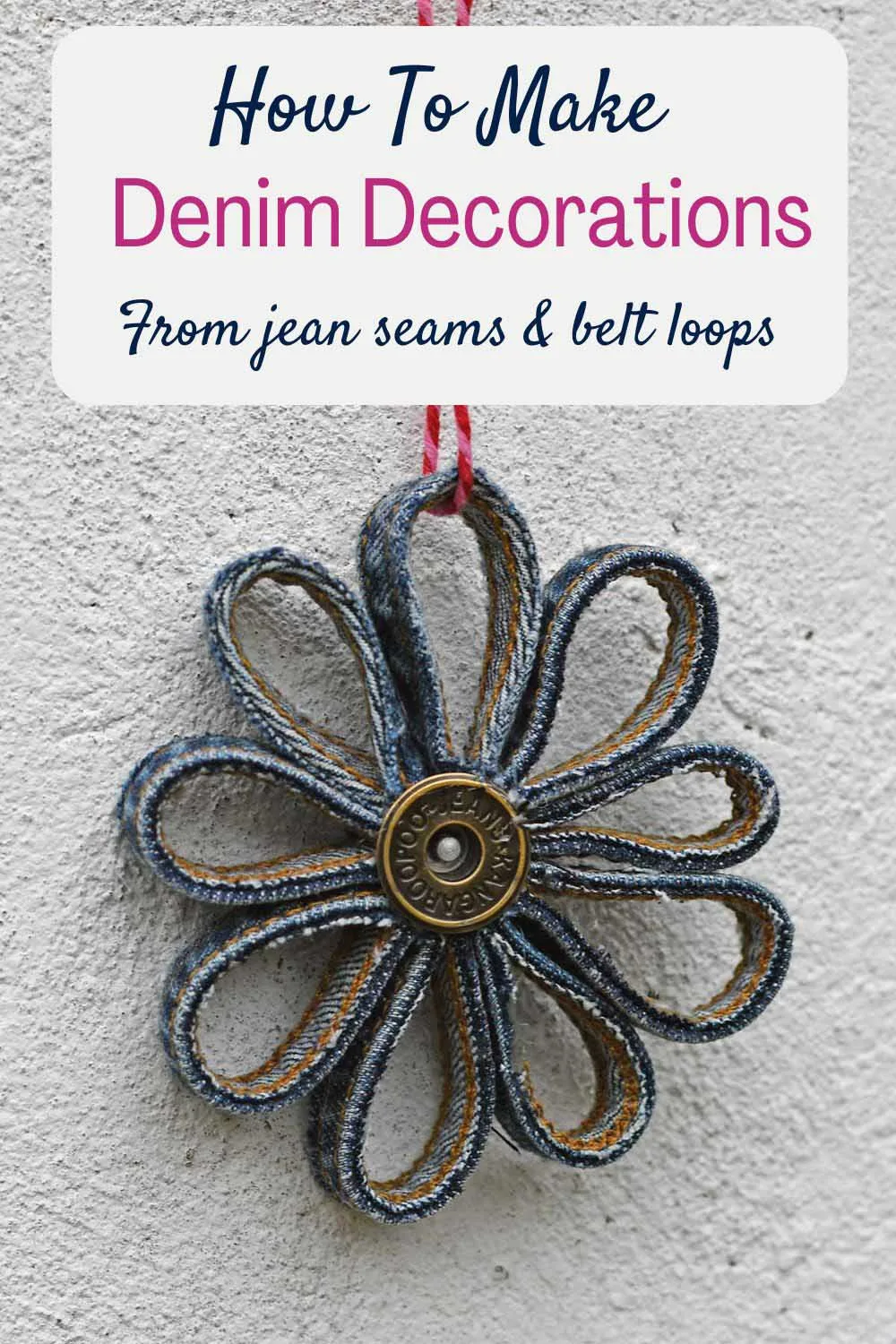 hanging denim flower ornament medallion