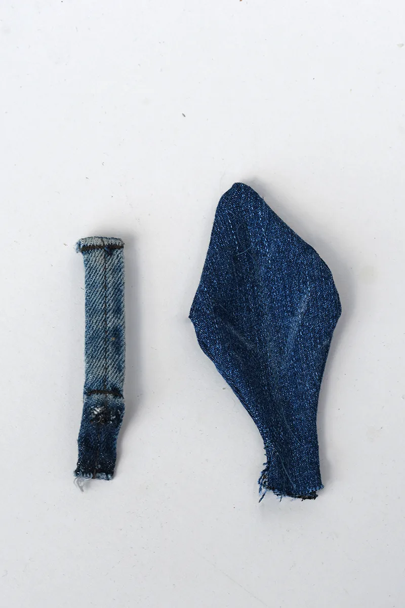 denim leaf and belt loop for fabric pear