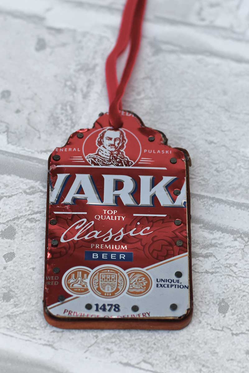 Beer can tag ornament