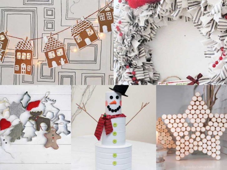 collage of recycled Christmas decor ideas