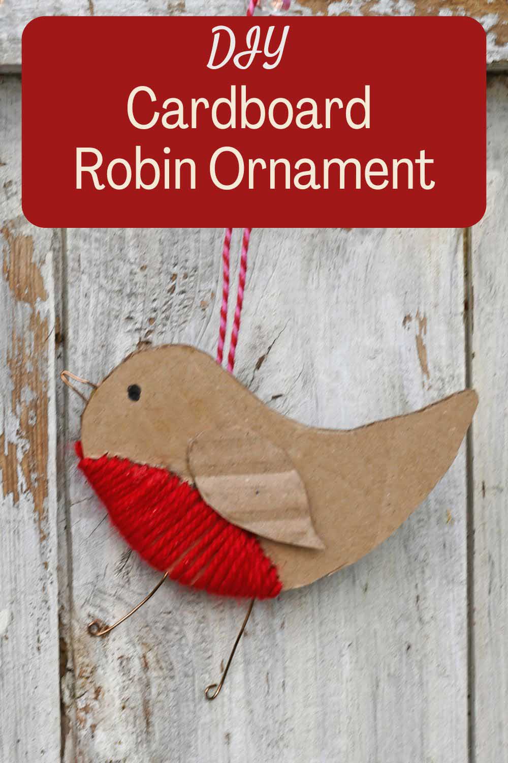 hanging robin red breast cardboard Christmas ornament