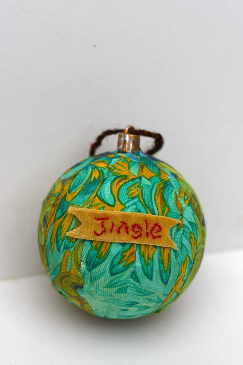 Green decoupage fabric Christmas ornament