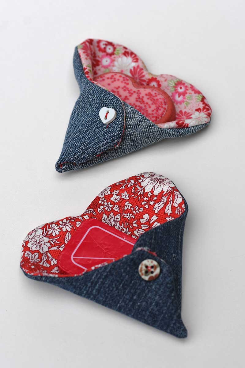 2 valentine-heart treat pockets with treats