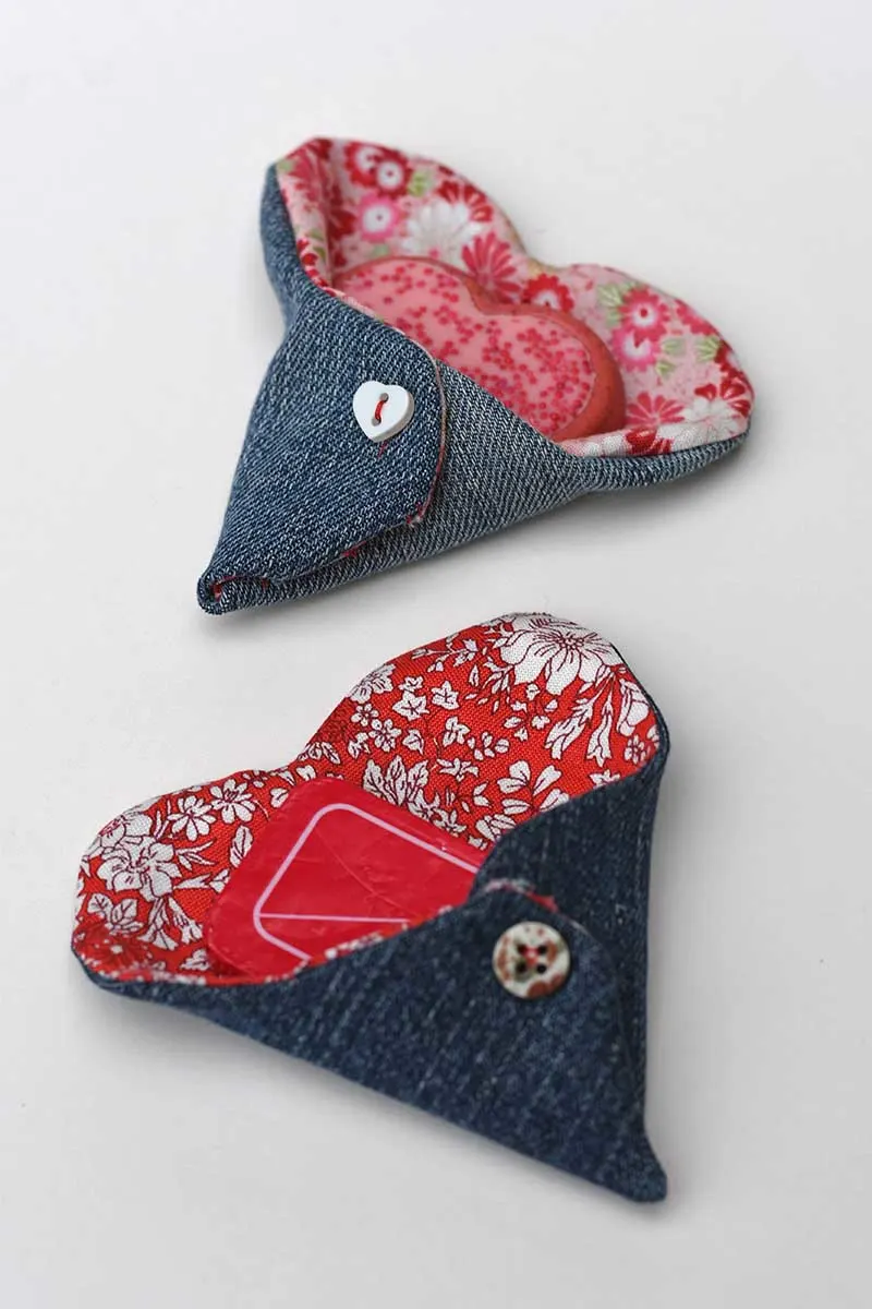 2 valentine-heart treat pockets with treats