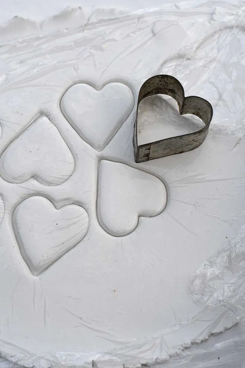 heart cookie cutter on air dry clay