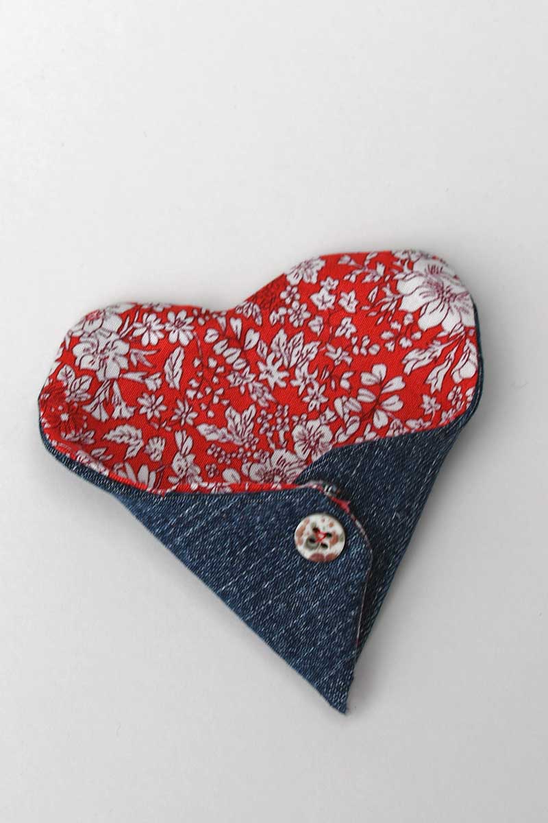 Liberty fabric and denim fabric heart treat pockets