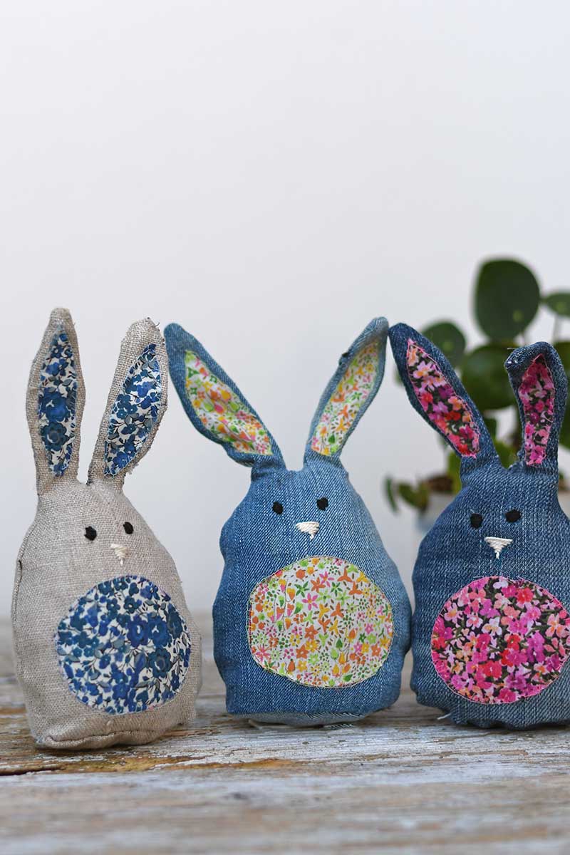 all three scrap fabric spring bunnies