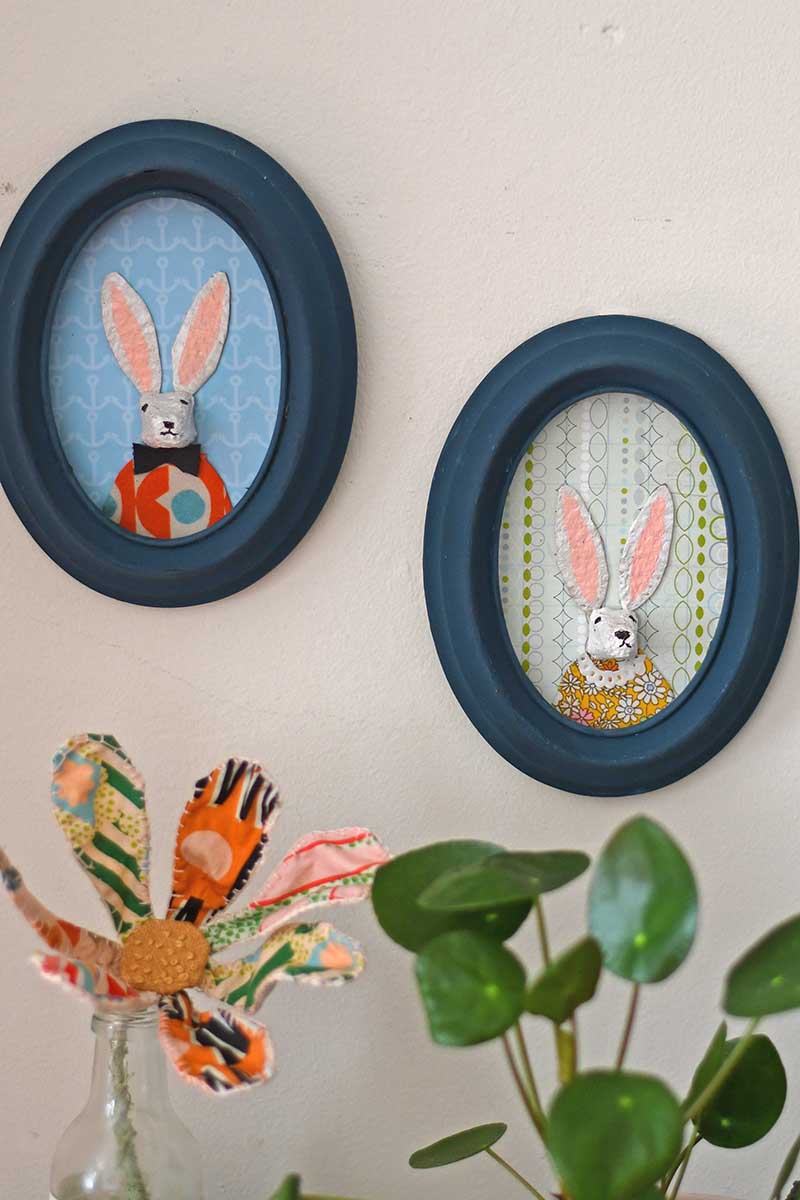 pair of bunnies wall vase