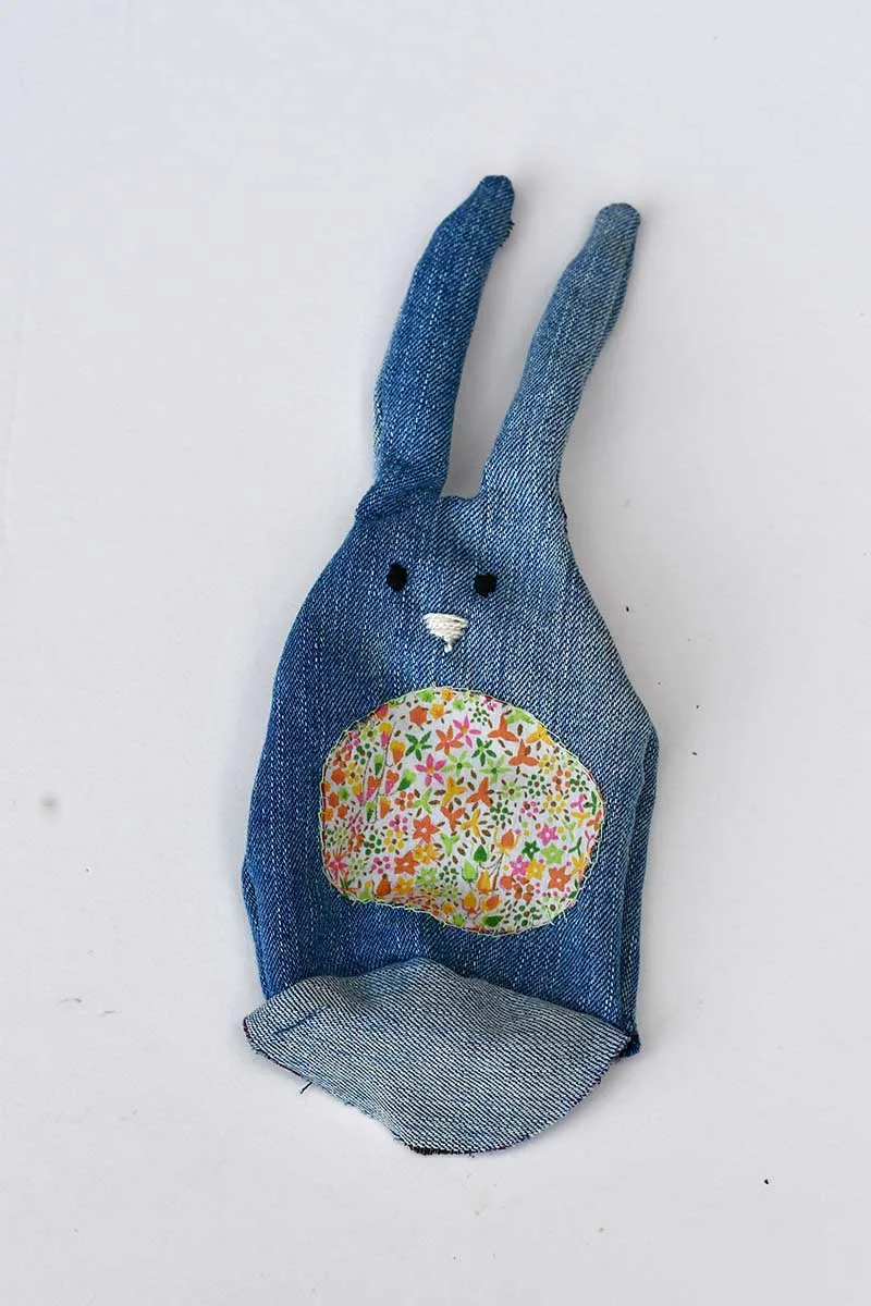 fabric bunny un stuffed right sides out